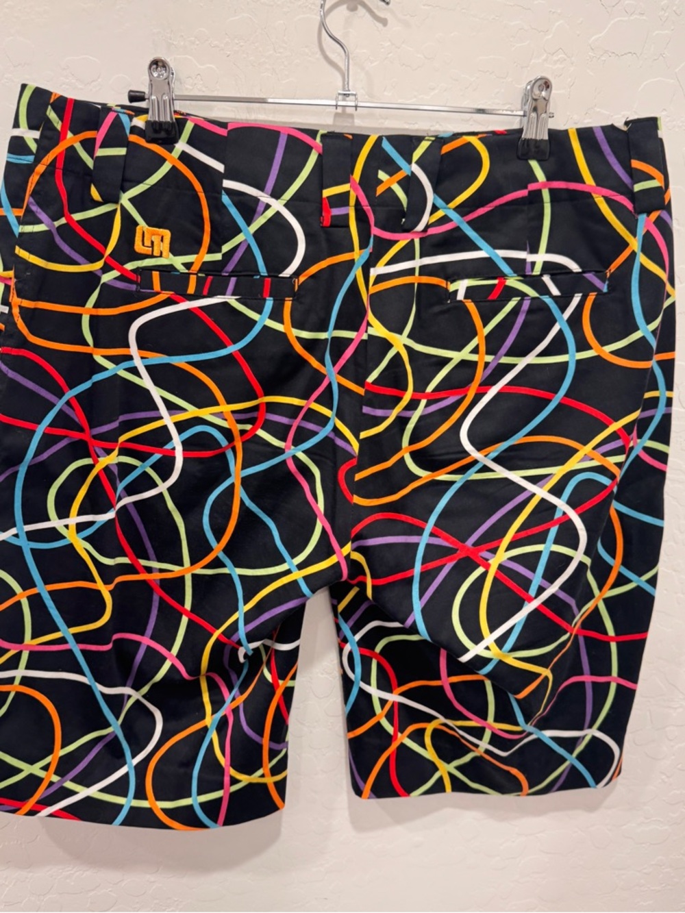 Loudmouth Golf Shorts Women’s 10 Black Neon Lines Athletic Cotton Blend Outdoor - Picture 3 of 5